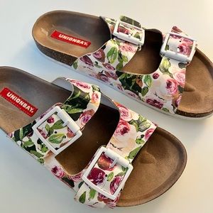 White Floral Birkenstock Lookalike Sandals